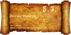 Borda Henrik névjegykártya